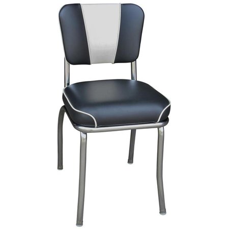 RICHARDSON SEATING CORP Richardson Seating Corp 4220BLKWF 4220 V -Back Diner Chair -Black-White- with 2 in. Waterfall Seat  - Chrome 4220BLKWF